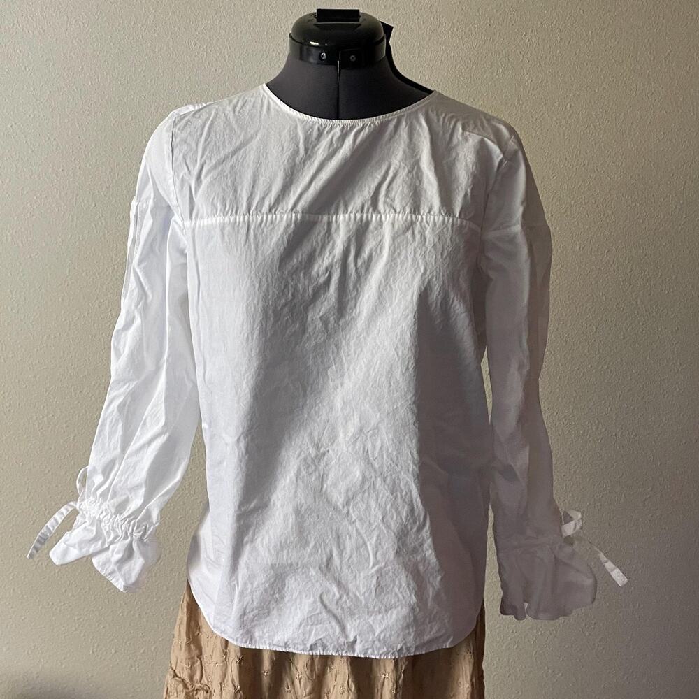 White cotton long sleeve blouse | S